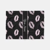Black and Pink Kisses Fleece Deken (Voorkant (Horizontaal))