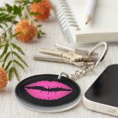 Black and  Pink Ombre Lipstick Pout Kiss Sleutelhanger (Voorkant Rechts)