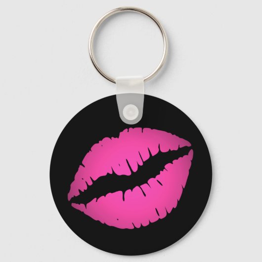 Black and  Pink Ombre Lipstick Pout Kiss Sleutelhanger (Voorkant)