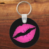 Black and  Pink Ombre Lipstick Pout Kiss Sleutelhanger (Voorkant)