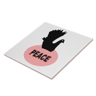 Black and Pink Peace Dove Tile Tegeltje