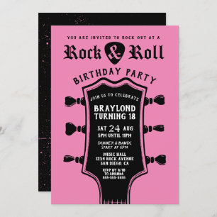 Black and Pink Rock n Roll Guitar Kaart