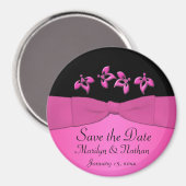 Black and Pink Wedding Favor Magnet (Voorkant / Achterkant)