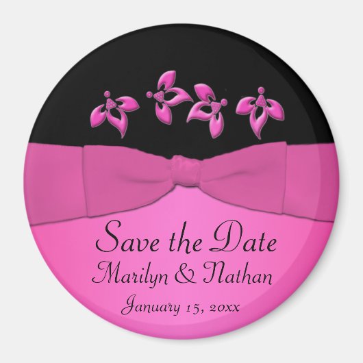 Black and Pink Wedding Favor Magnet (Voorkant)