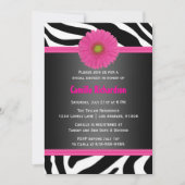 Black and Pink, Zebra Bridal Shower Invitation Kaart (Voorkant)