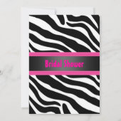 Black and Pink, Zebra Bridal Shower Invitation Kaart (Achterkant)