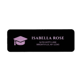 Black and PinkGrad Afstuderen Mail Retouradres Etiket