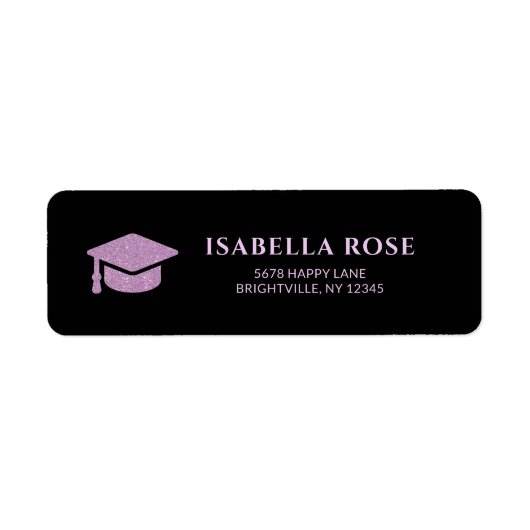 Black and PinkGrad Afstuderen Mail Retouradres Etiket (Voorkant)