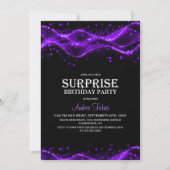 Black and Purple Surprise Any Age Birthday Party Kaart (Voorkant)