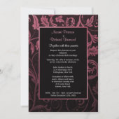 Black and Raspberry Damask Huwelijksuitnodiging Kaart (Voorkant)