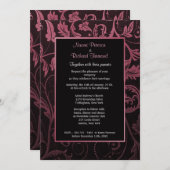 Black and Raspberry Damask Huwelijksuitnodiging Kaart (Voorkant / Achterkant)