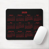 Black and Red 2026 Calendar Muismat (Met muis)