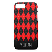 Black and Red Argyle Pattern iPhone 7/8 Hoesje (Achterkant)