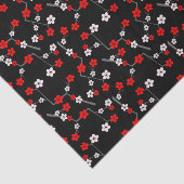 Black and Red Cherry Blossom Pattern Tissuepapier (Detail)