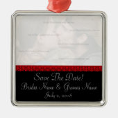Black and Red Damask Save the Date Ornament (Voorkant)
