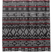Black and Red Designer Mudcloth Shower Curtain Douchegordijn (Voorkant)