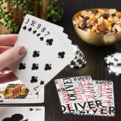 Black and Red Distressed Typography Cool White Pokerkaarten (Insitu)