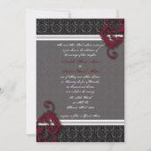 Black and Red Elegant Damask Invitation Kaart (Voorkant)