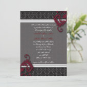Black and Red Elegant Damask Invitation Kaart (Staand voorkant)