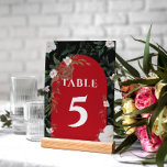 Black and Red Elegant White Floral Wedding Kaart<br><div class="desc">Zwart en rood elegant wit Floral Wedding Table Number. Overeenkomende objecten beschikbaar.</div>