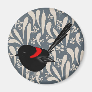 Black and Red Fairy Wren Magneet