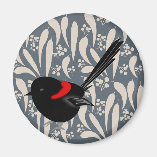 Black and Red Fairy Wren Magneet (Voorkant)