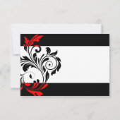 Black and Red Floral Swirl Wedding RSVP (Achterkant)