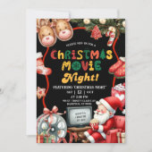Black and Red Fun Retro Christmas Movie Night  Kaart (Voorkant)