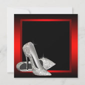  Black and Red Glitter High Heels Verjaardag Kaart (Achterkant)