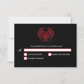 Black and red Gothic Halloween Wedding RSVP Card Kaartje (Voorkant)