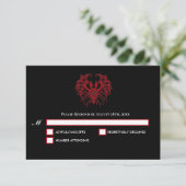 Black and red Gothic Halloween Wedding RSVP Card Kaartje (Staand voorkant)