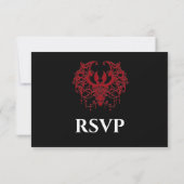 Black and red Gothic Halloween Wedding RSVP Card Kaartje (Achterkant)