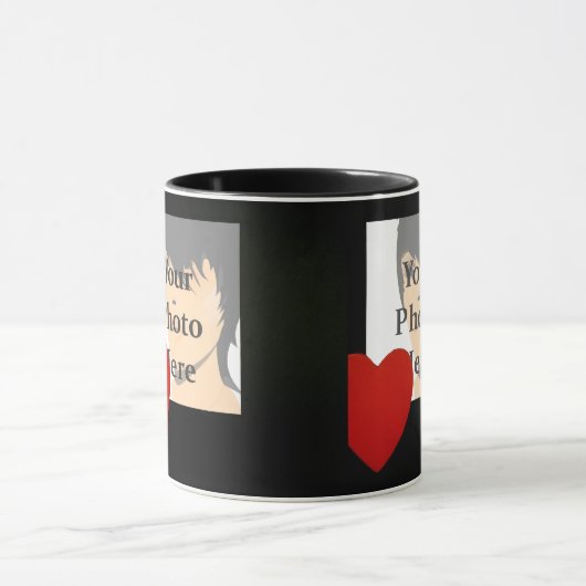 Black and Red Heart Photo Lijst Mok (Midden)