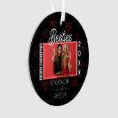Black and Red Hearts Photo Besties Christmas Ornament (voorkant)