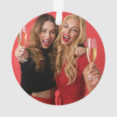 Black and Red Hearts Photo Besties Christmas Ornament (achterkant)