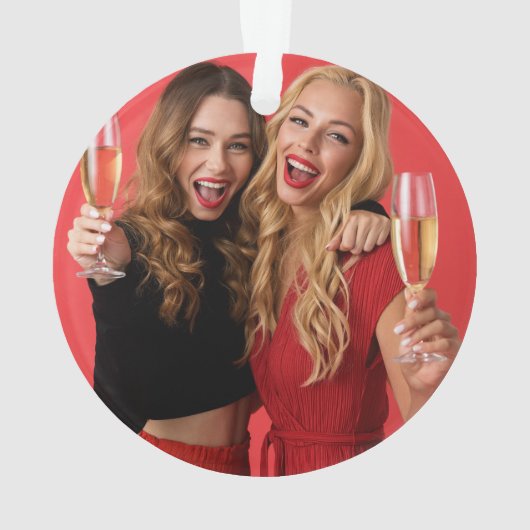 Black and Red Hearts Photo Besties Christmas Ornament (achterkant)