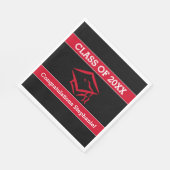 Black and Red Mortarboard Graduation Party (Afstud Servetten (Hoek)