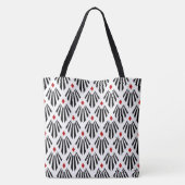 Black and Red on white Art Deco pattern Tote Bag (Achterkant)