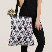 Black and Red on white Art Deco pattern Tote Bag (Dichtbij)
