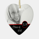 Black and Red Photo Afstuderen Ornament (Rechts)