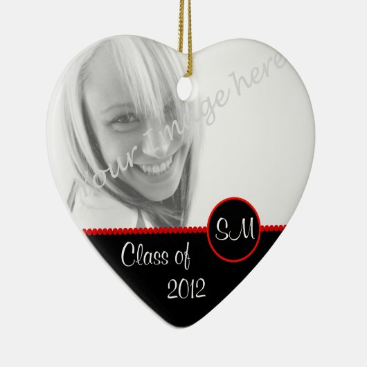 Black and Red Photo Afstuderen Ornament (Rechts)