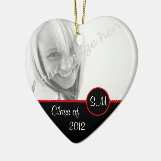Black and Red Photo Afstuderen Ornament (Links)