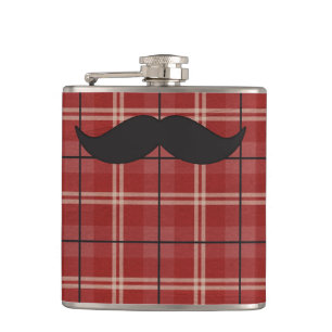 Black and Red Pset Mustache Heupfles