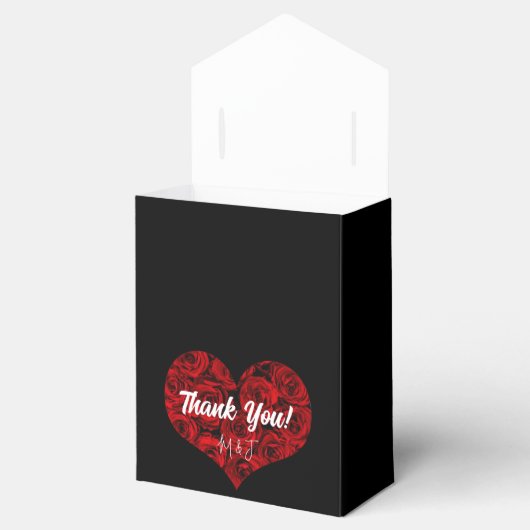 Black and Red Roses Heart Weddenschap Bedankt Bedankdoosjes (Geopend)