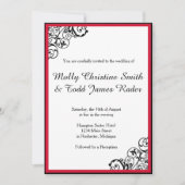 Black and Red Scroll Invite Kaart (Voorkant)
