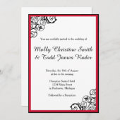 Black and Red Scroll Invite Kaart (Voorkant / Achterkant)