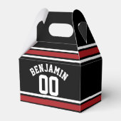 Black and Red Sports Jersey Custom Name Number Bedankdoosjes (Voorkant Zijde)