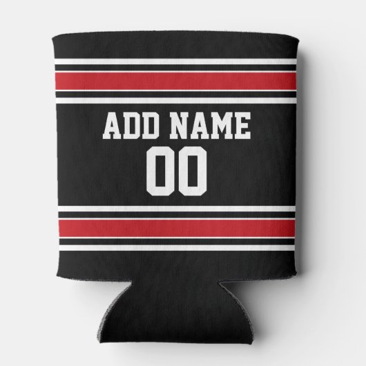 Black and Red Sports Jersey Custom Name Number Blikjeskoeler (Achterkant)