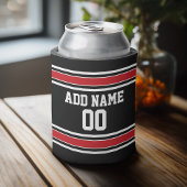 Black and Red Sports Jersey Custom Name Number Blikjeskoeler