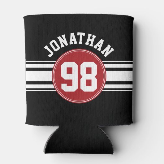 Black and Red Sports Jersey Custom Name Number Blikjeskoeler (Achterkant)